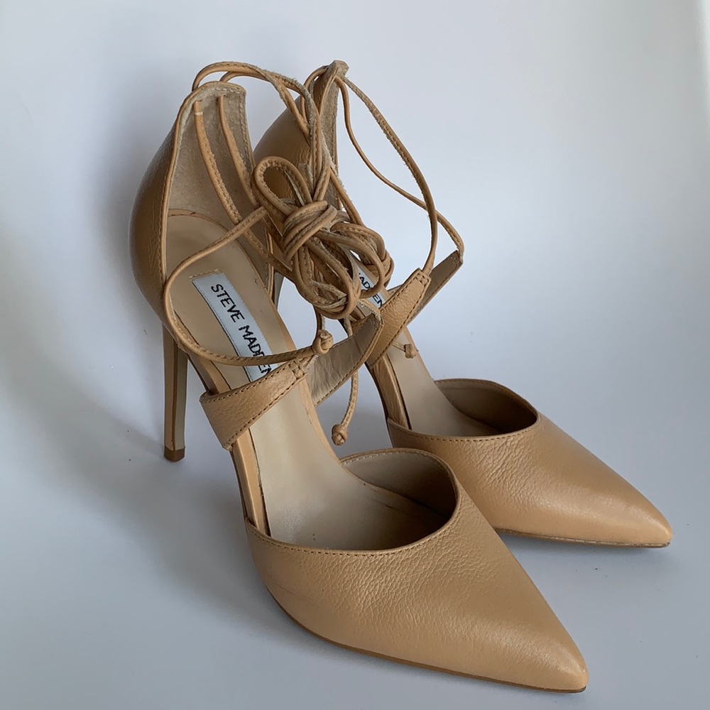 Steve Madden Raela Nude Lace Up Heeled Sandals 6